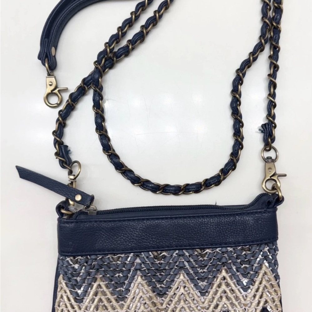 Big Buddha Navy and Cream Crossbody Bag